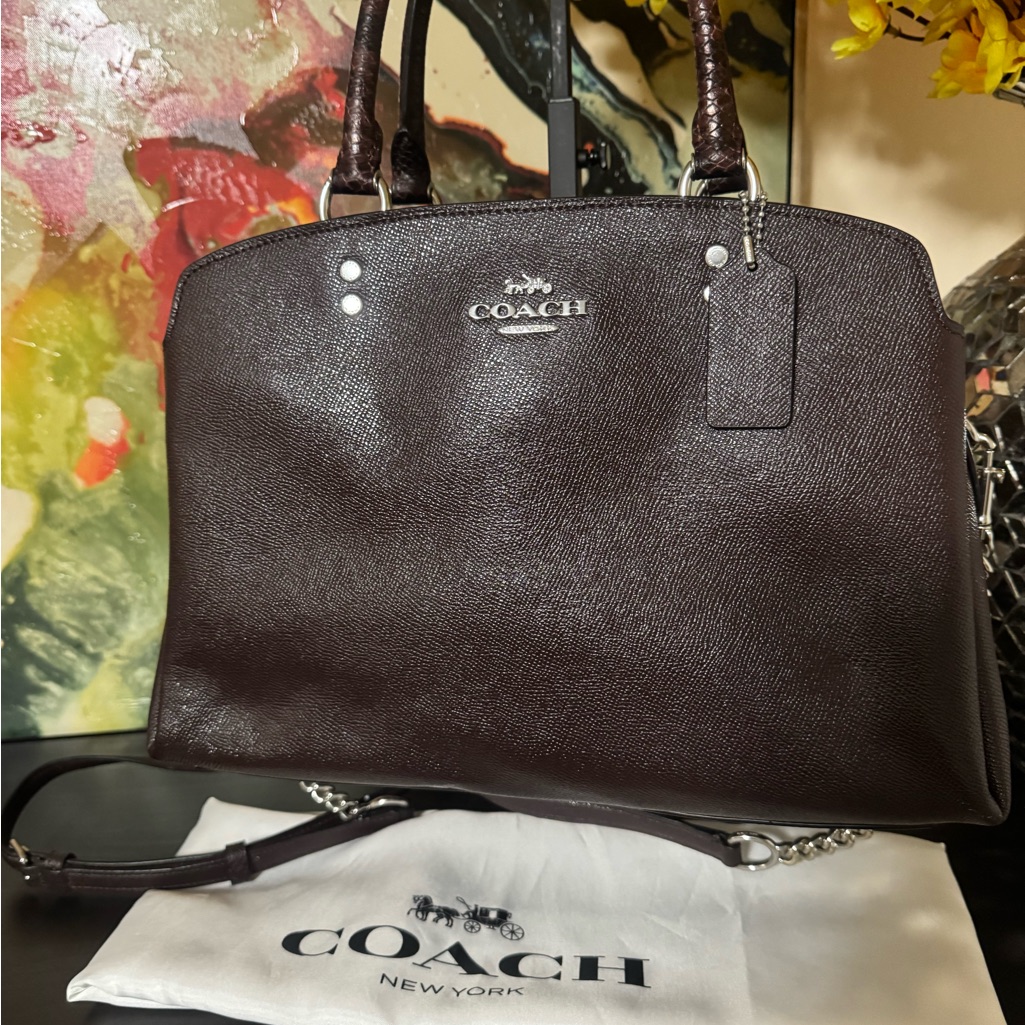Coach Dark Burgundy/ Dark Brown Leather Satchel